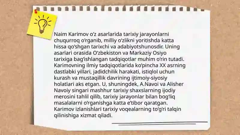 Naim Karimovning "adabiyot va tarixiy jarayon" kitobidagi maqolalar tahlili 4