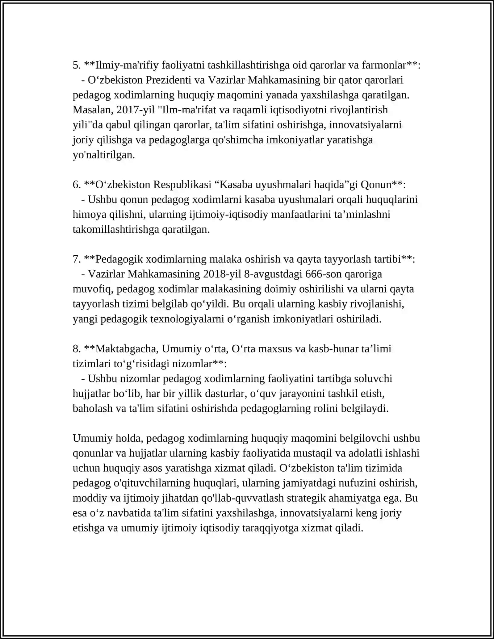 TAʼLIM TASHKILOTLARI PEDAGOG HODIMLARINING HUQUQIY MAQOMI 4