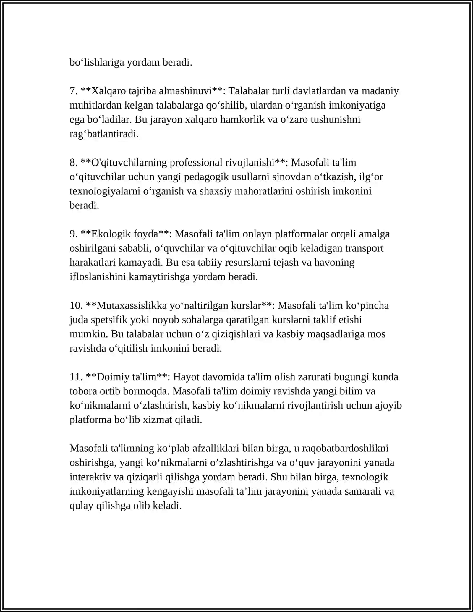 MASOFALI TA'LIM IMKONIYATLARI VA AFZALIKLARI 4