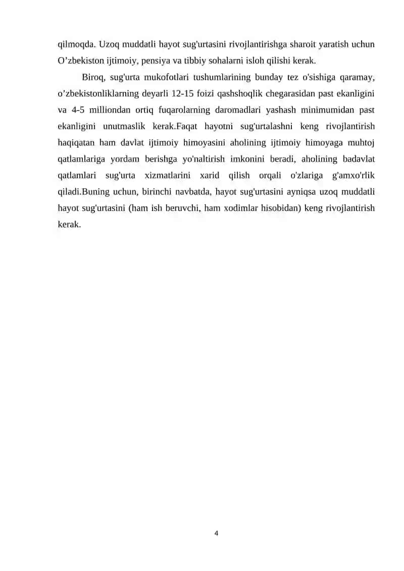 O’zbekiston respublikasi sug’urta kompaniyalarining investitsion siyosatini takomillashtirish yo’nalishlari 4