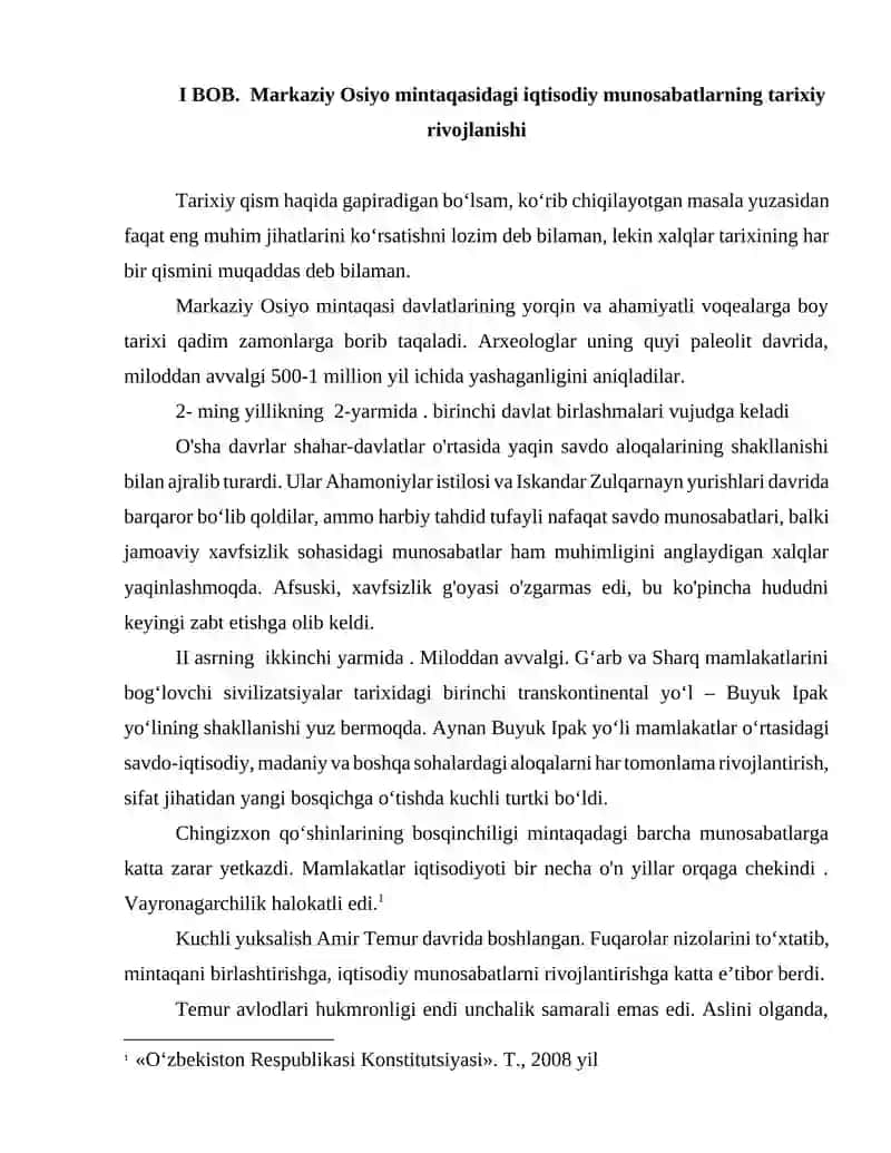 BOB. Markaziy Osiyo mintaqasidagi iqtisodiy munosabatlarning tarixiy rivojlanishi 4