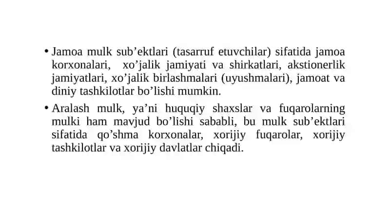 Yerga mulkchilik huquqi va yerdan foydalanish huquqini o’rganish 4