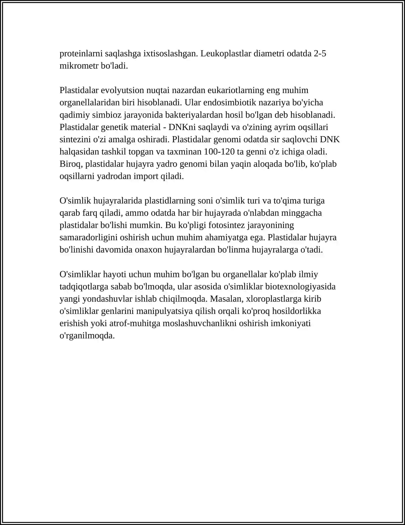 PLASTIDALARNING TURLARI VA ULARNING VAZIFALARI 4