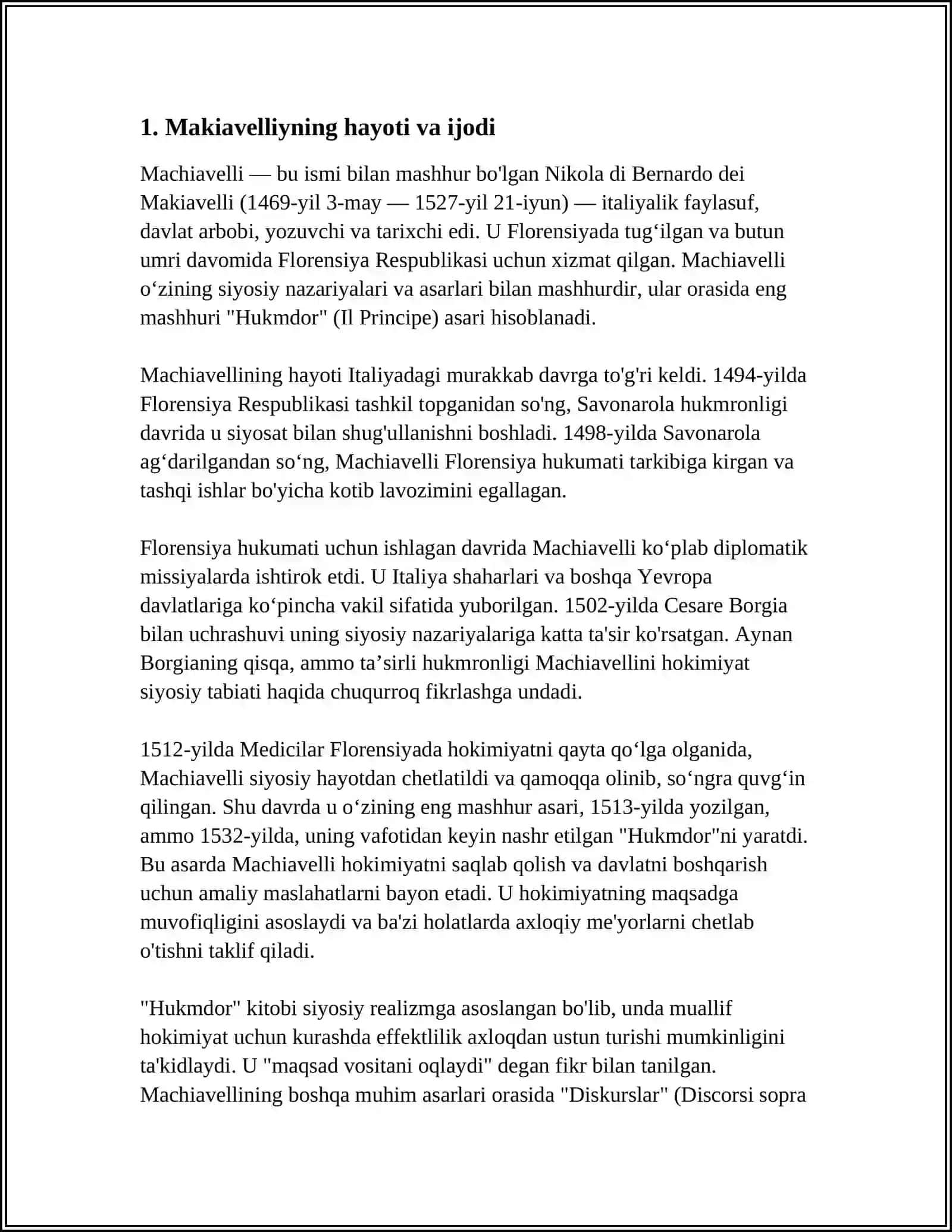 FALSAFA FANIDAN MAKIAVELLINING "XUKMDOR" ASARI BO‘YICHA TAQDIMOT TAYYORLASH 4