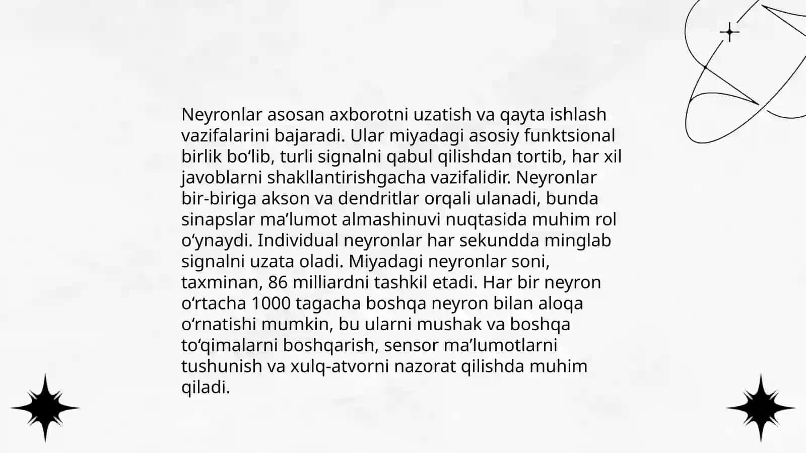 Asab tizimi faoliyatining o'ziga xosligi 4