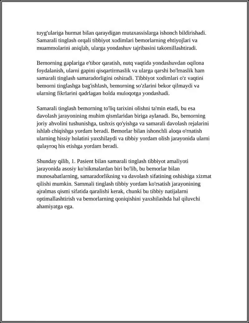 PASIENT BILAN VERBAL MULOQOT KO'NIKMALARI 4