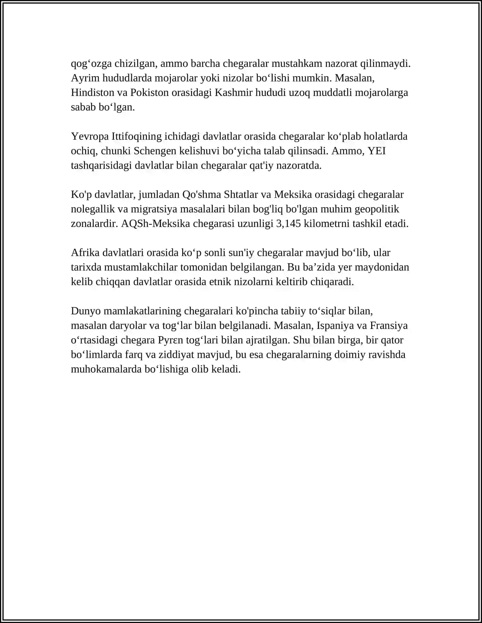 MUSTAQIL ISH: JAHONNING SIYOSIY XARITASI 4