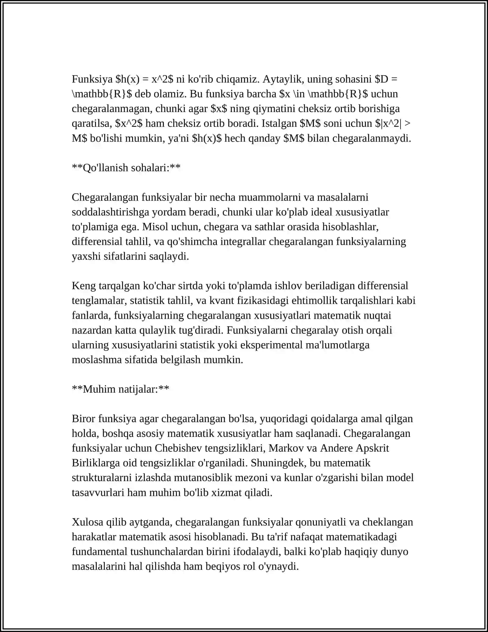 CHEGARALANGAN FUNKSIYANING LEBEG INTEGRALI 4