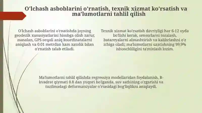 Kanallarda gidro texnika inshootlaridan foydalanishdan nazoat o'lchov va paraturlari 4