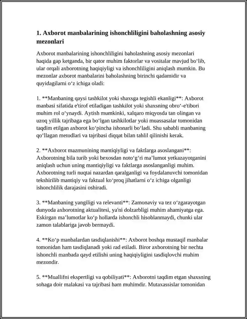 AXBAROT MANBALARING ISHONCHLILIGINI BAHOLASH USULLARI 4