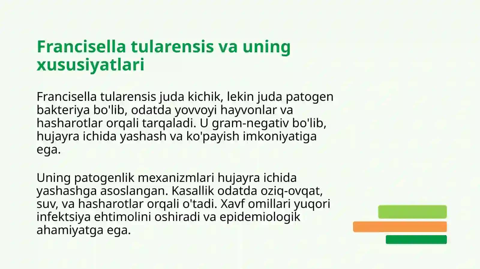 Yersinia pestis, Francisella tularensis keltirib chiqargan kasalliklar patogenezi, laborator tashhisi. Maxsus profilaktika va terapiyasi 4