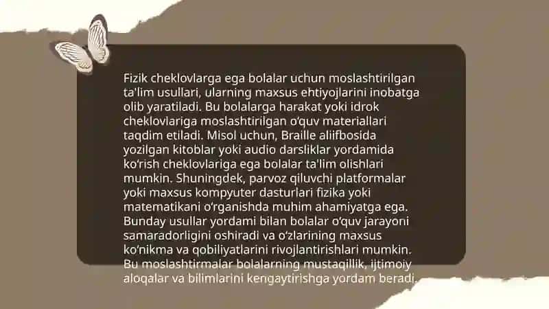 Imkoniyati cheklangan bolalar turlari va ularni inklyuziv taʼlimga jalb etish 4