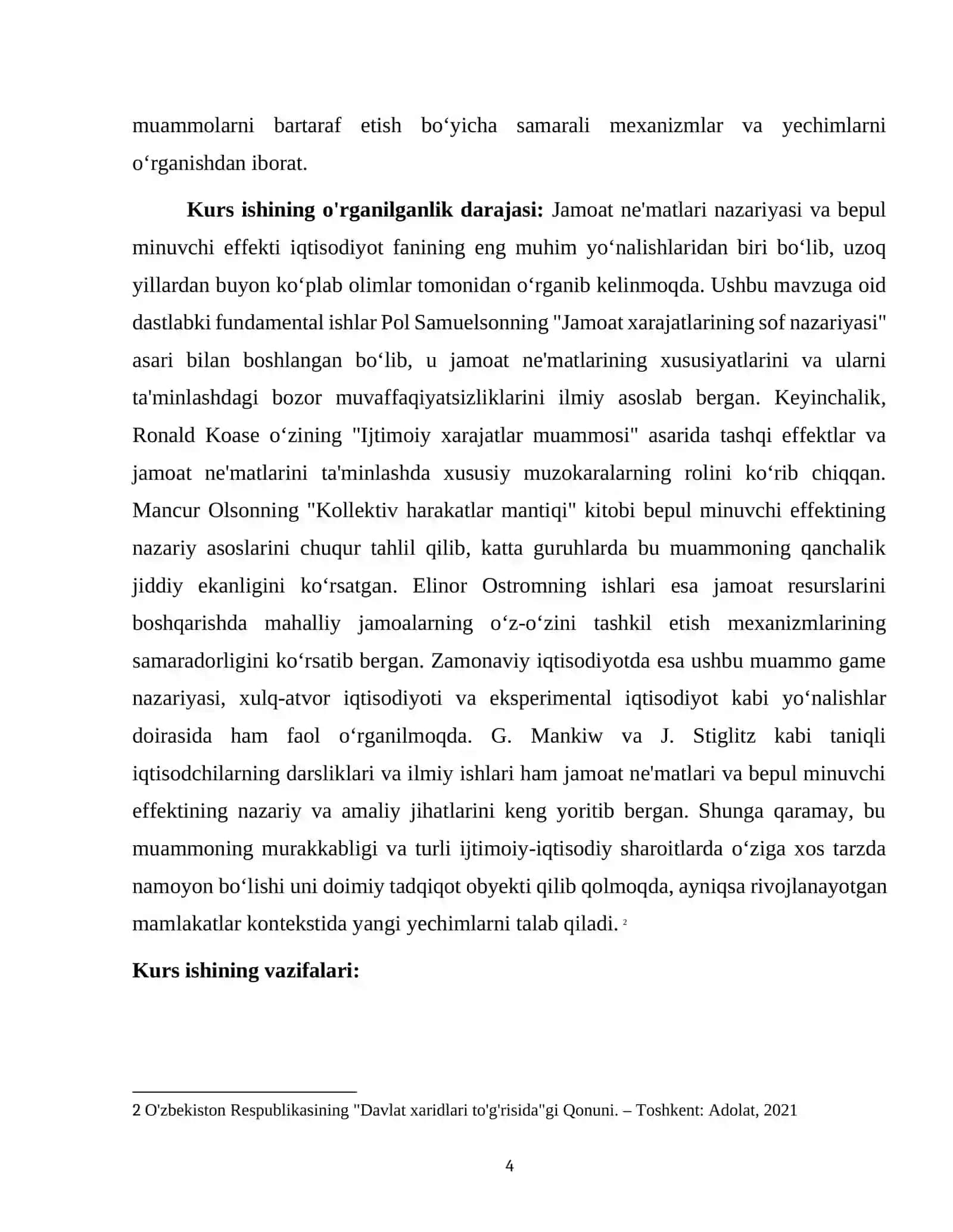 "JAMOAT NE'MATLARINI IXTIYORIY TA'MINLASH MUAMMOSI VA BEPUL MINUVCHI EFFEKTI" 4