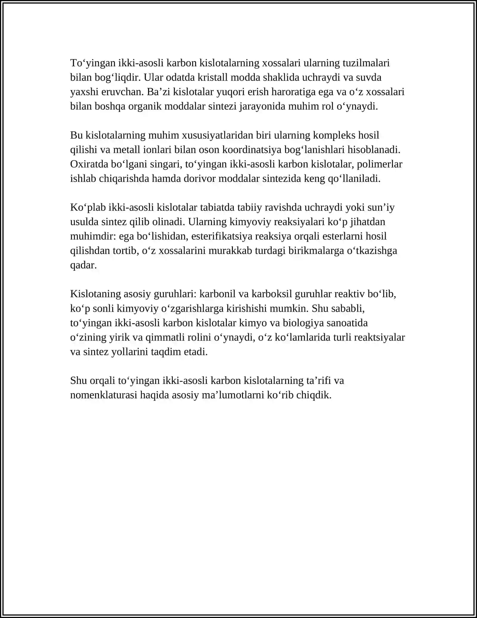 TO'YINGAN VA IKKI ASOSLI KARBON KISLATALAR 4