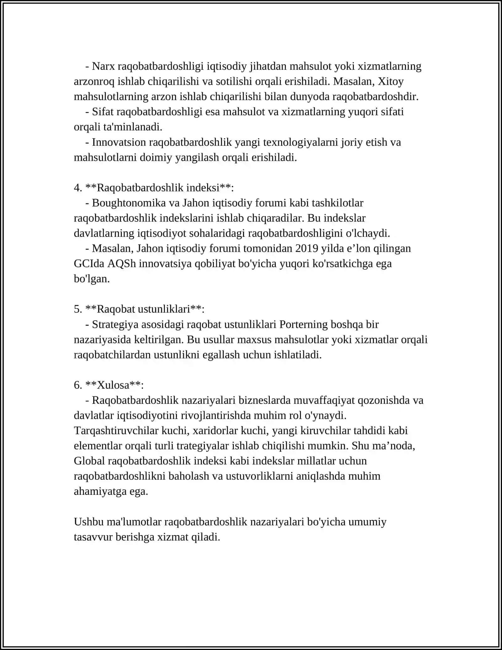 MILLIY IQTISODIYOTNING RAQOBATBARDOSHLIGI VA INNOVATSION SIYOSAT 4
