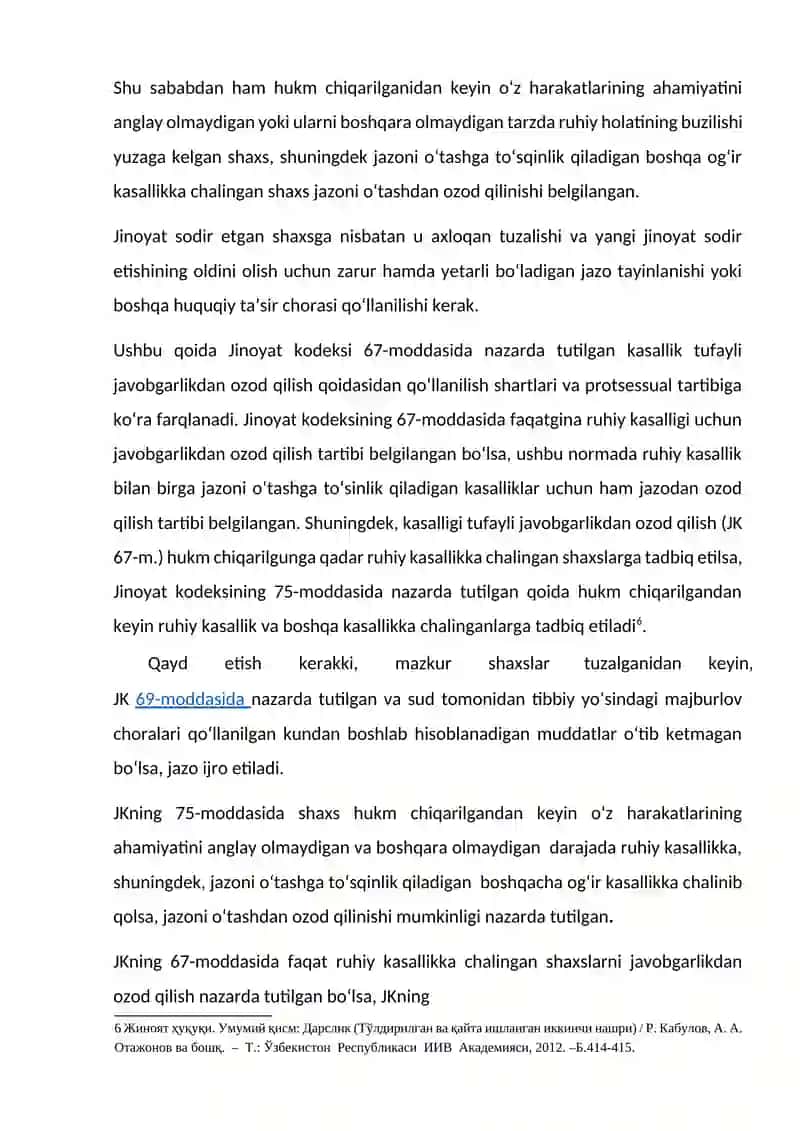 Kasallik va Mehnat Qobiliyatini Yo'qotish Oqibatida Jazodan Ozod Qilish 4