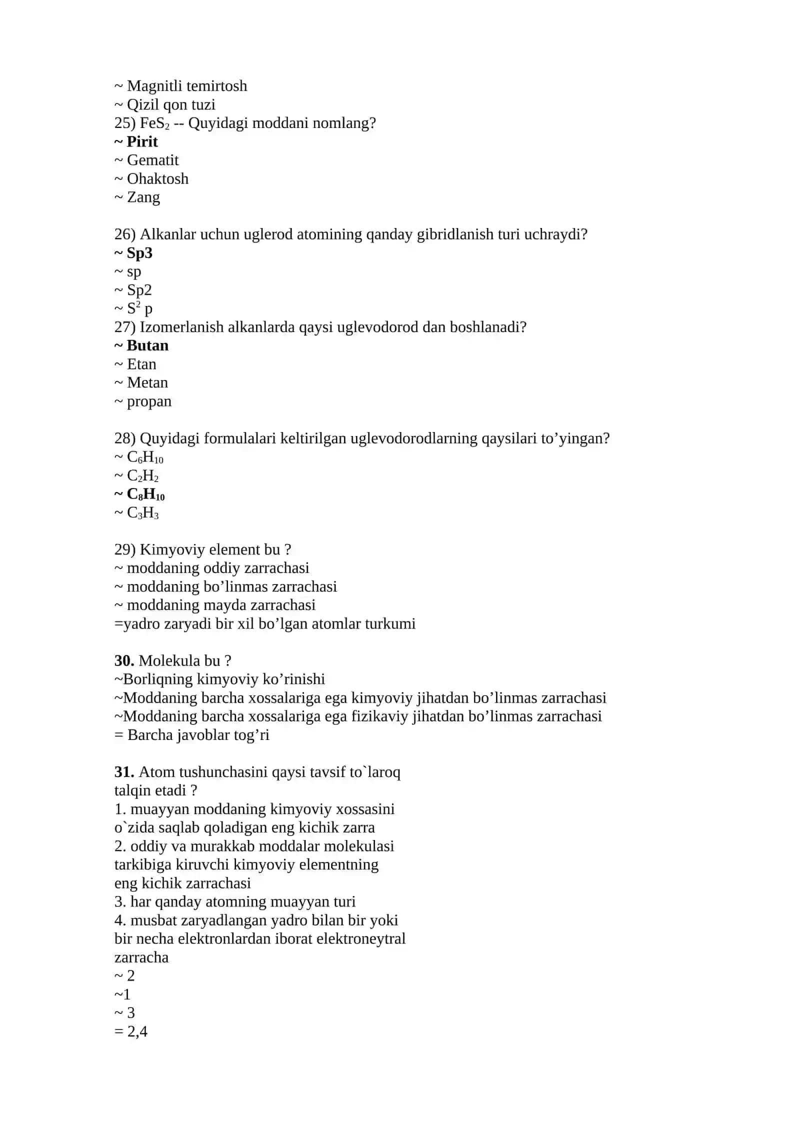 Qo‘lingizdagi kimyo javoblar 4