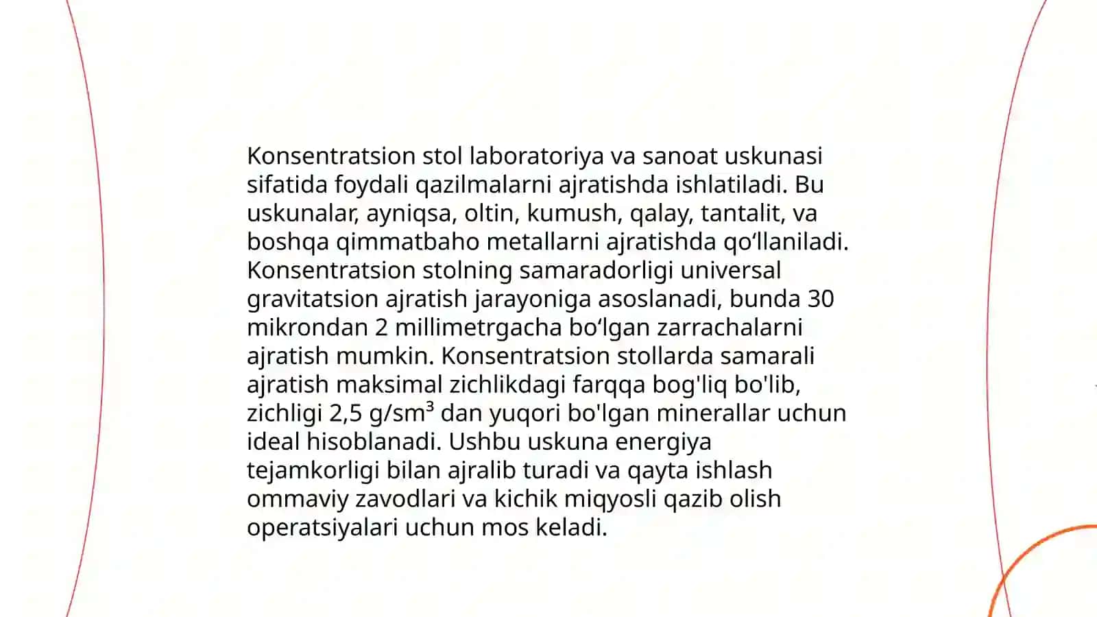 Konsentratsion stollar. Vintli va konusli separatorlar 4