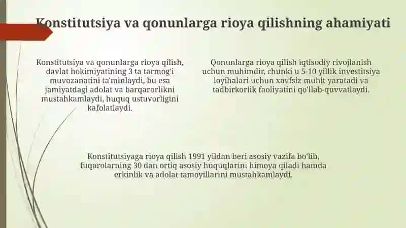Burch tushunchasi. Konstitutsiya va qonunlarga rioya etish 4