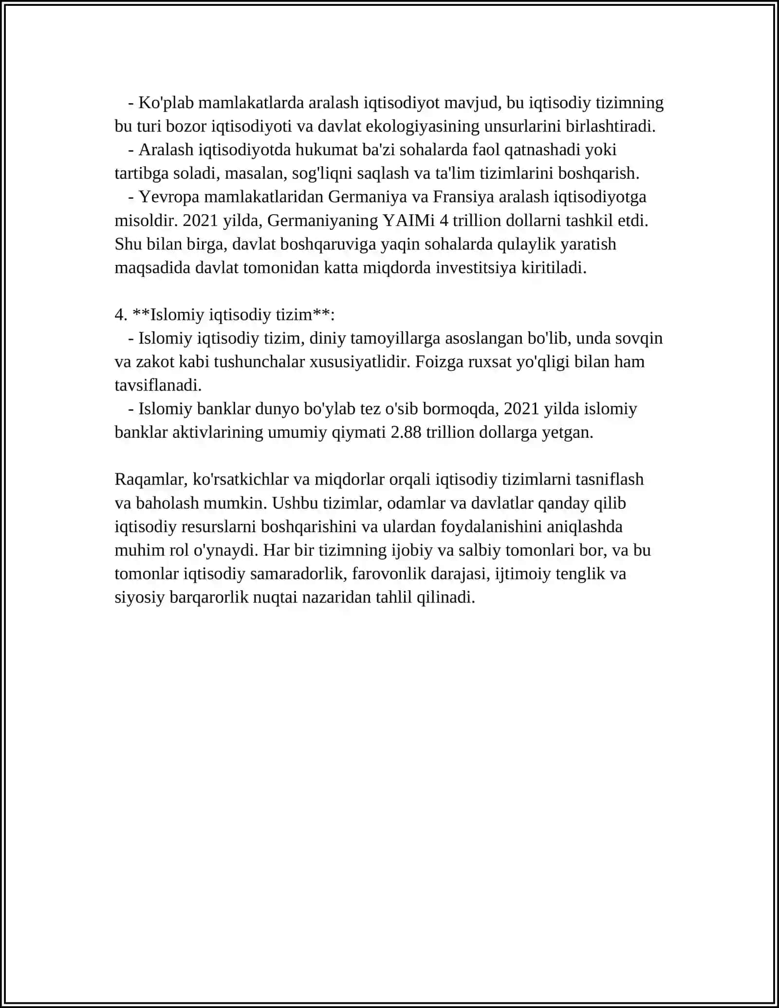 Iqtisodiy tizimlar modellari 4