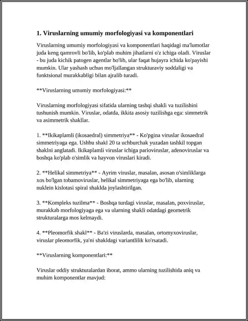 VIRUSLAR ULARINING UZIGA HOS UMUMIY TUZILISHI VA FARQLARI.EUKAROIT HUJAYRALARNING TUZILISHI 4