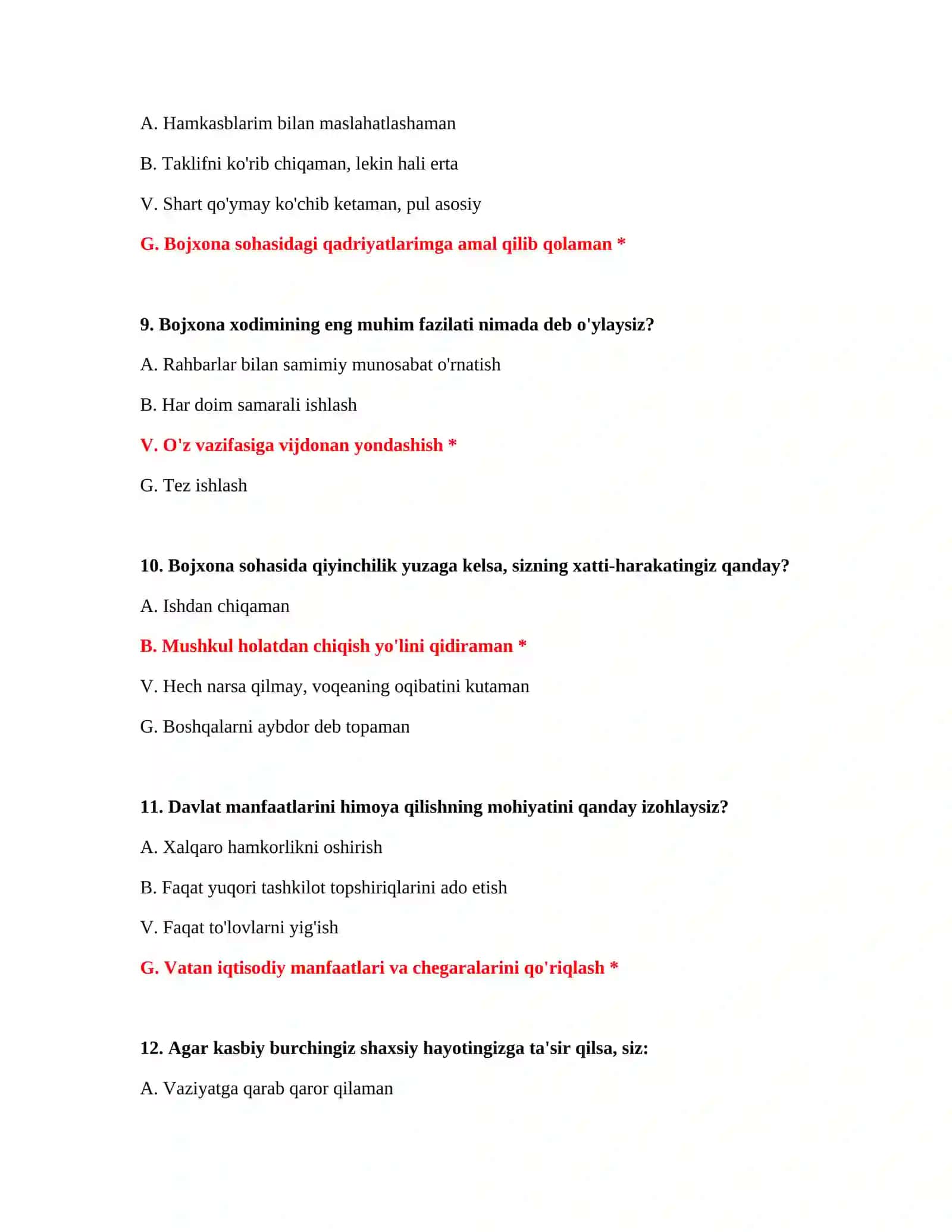 Bojxona testlari PDF 4