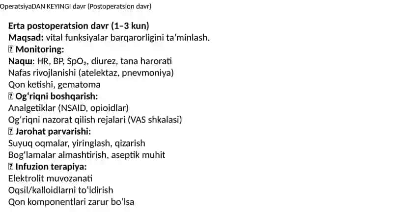 Xirurgik bemorlarning nazorat qilish va parvarish qilish 4