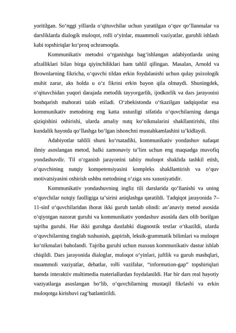 INGLIZ TILINI O‘QITISHDA KOMMUNIKATIV YONDASHUVNING SAMARADORLIGI 4