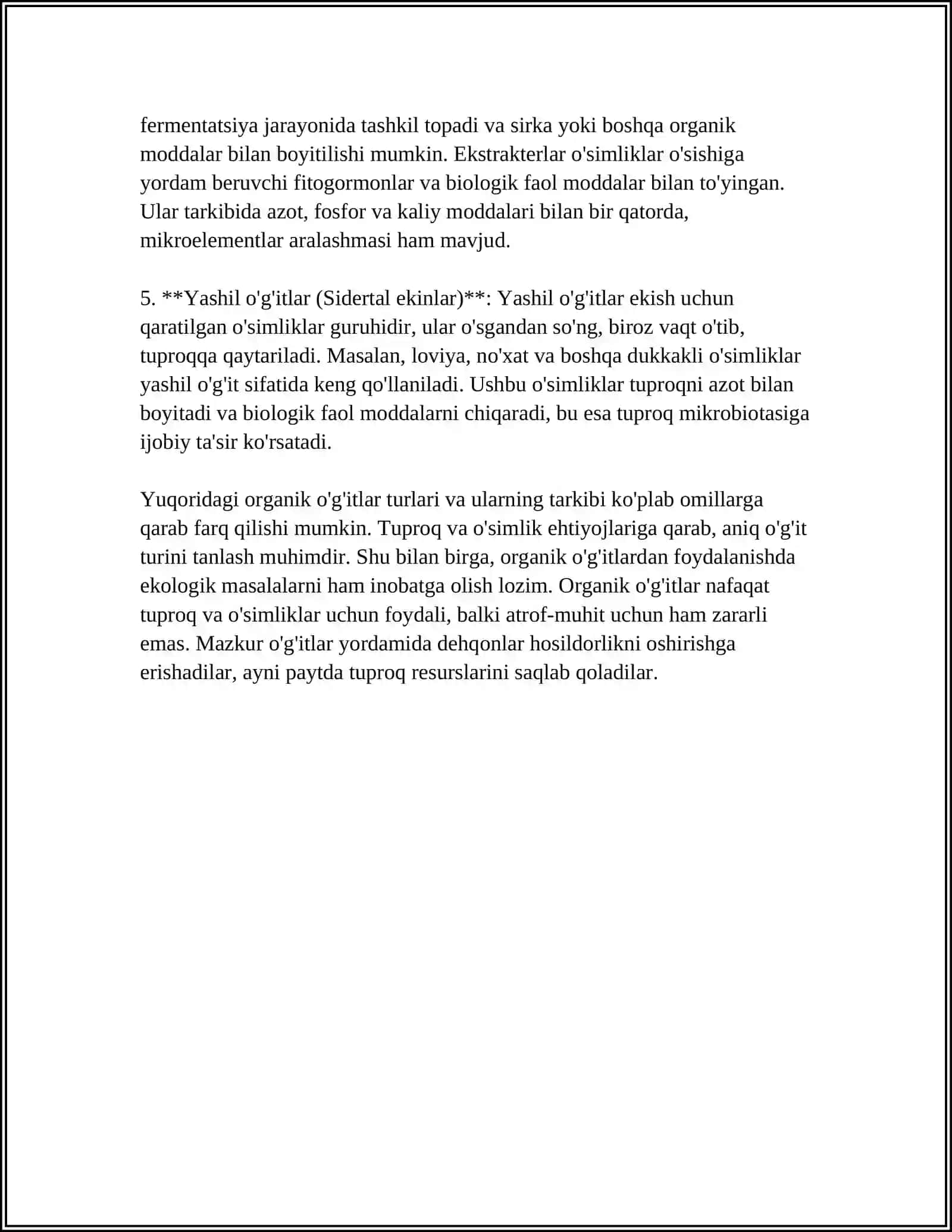 EKINLARNI ORGANIK O'G'ITLAR BILAN OZIQLANTIRISHDA OLIB BORILADIGAN TAJRIBALAR 4