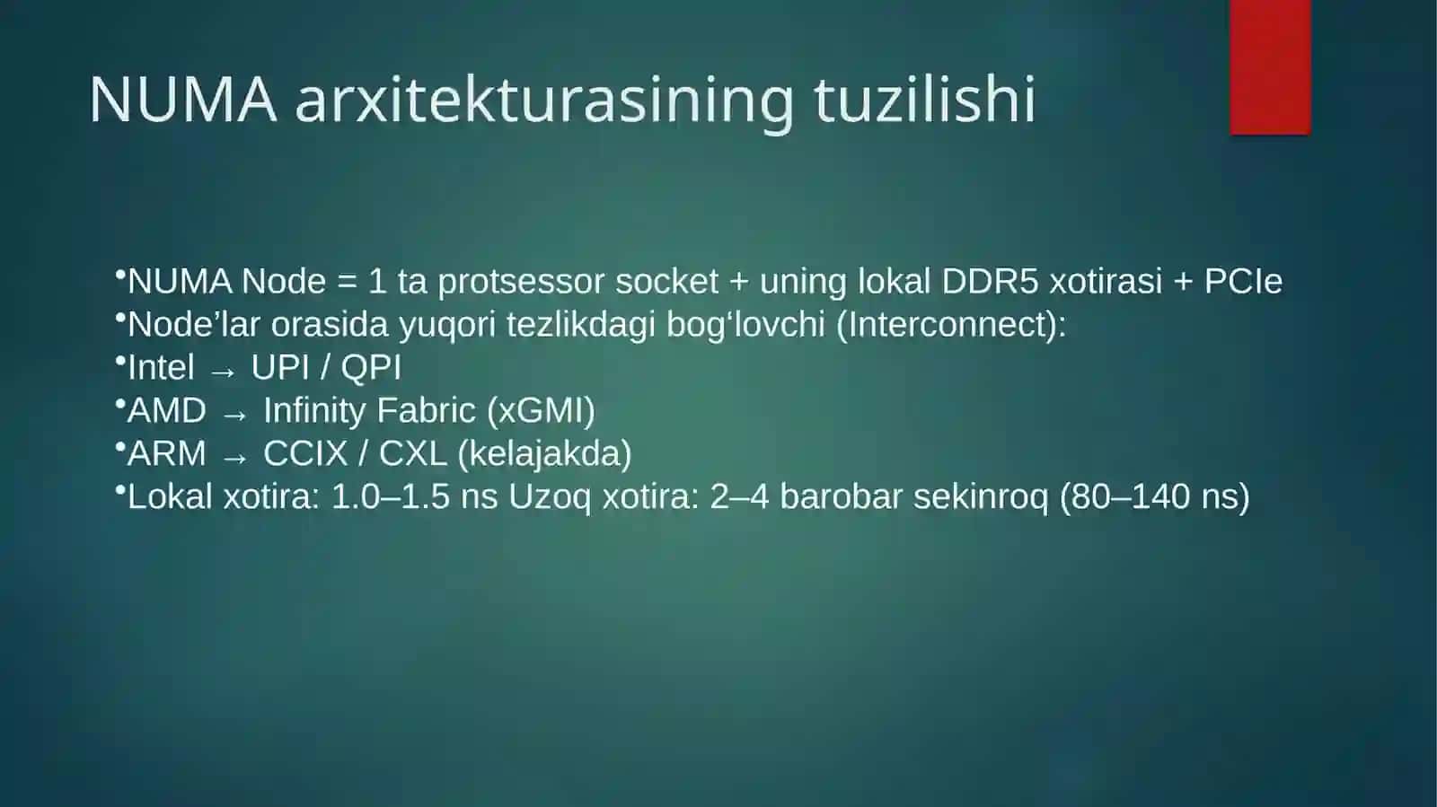 Xotiragabirxilbo‘lmaganruxsatliliktexnologiyasi, NUMA 4