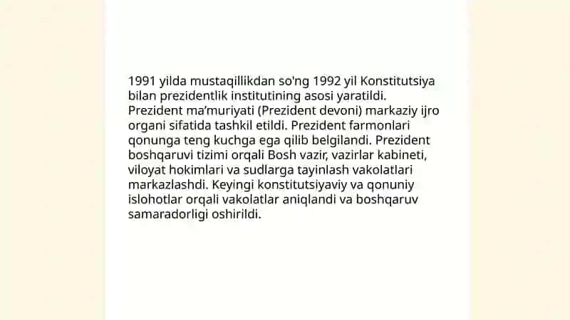 Mustaqillik yillarida davlat boshqaruvi tizimida amalga oshirilgan islohotlar 4