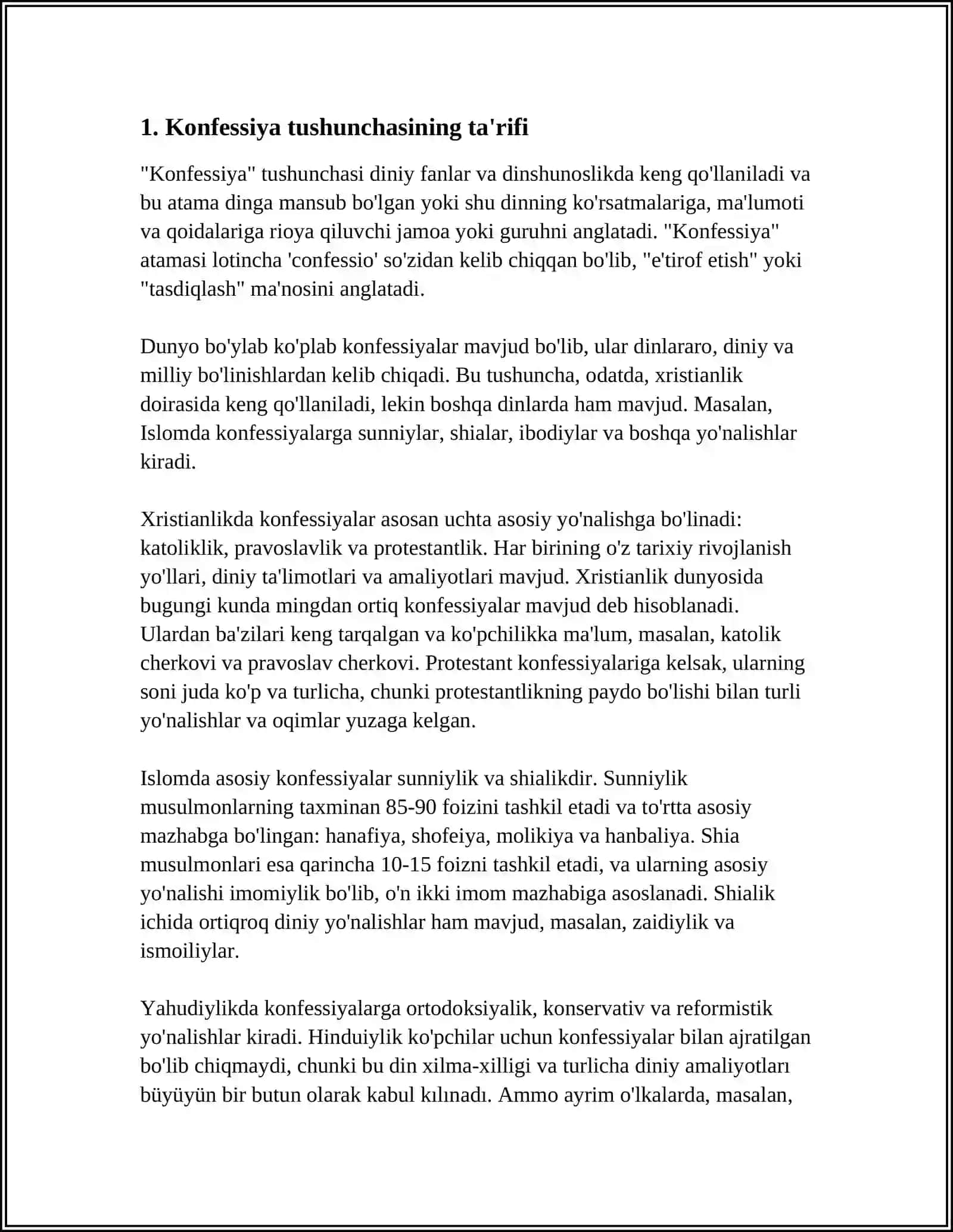 KONFESSIYA TUSHUNCHASINING MOHIYATI VA O'ZBEKISTONDA FAOLIYAT YURITUCHIDINIY KONFESSIYALAMING TASNIFI 4