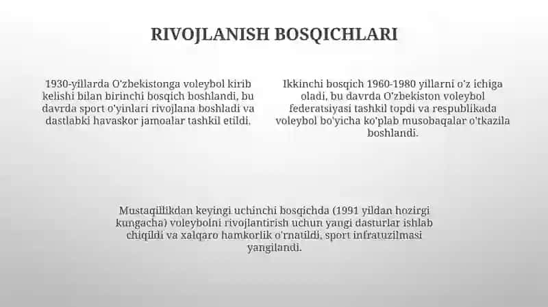 Voleybolning Òzbekistonga kirib kelishi va rivojlanishi 4
