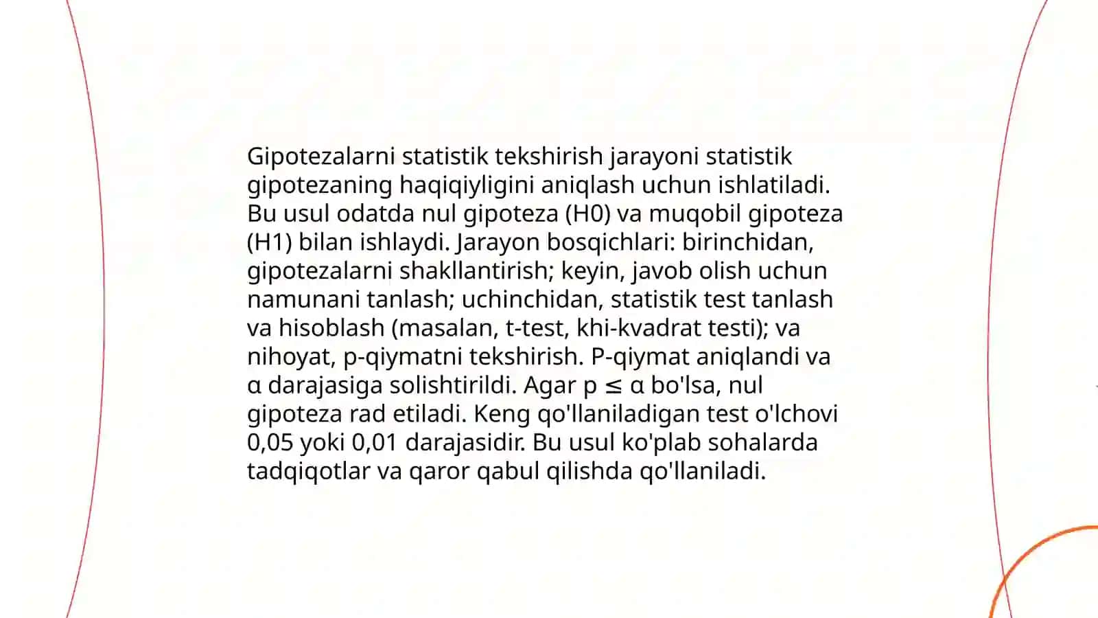 Gipotezlarni statistik tekshirish asoslari 4