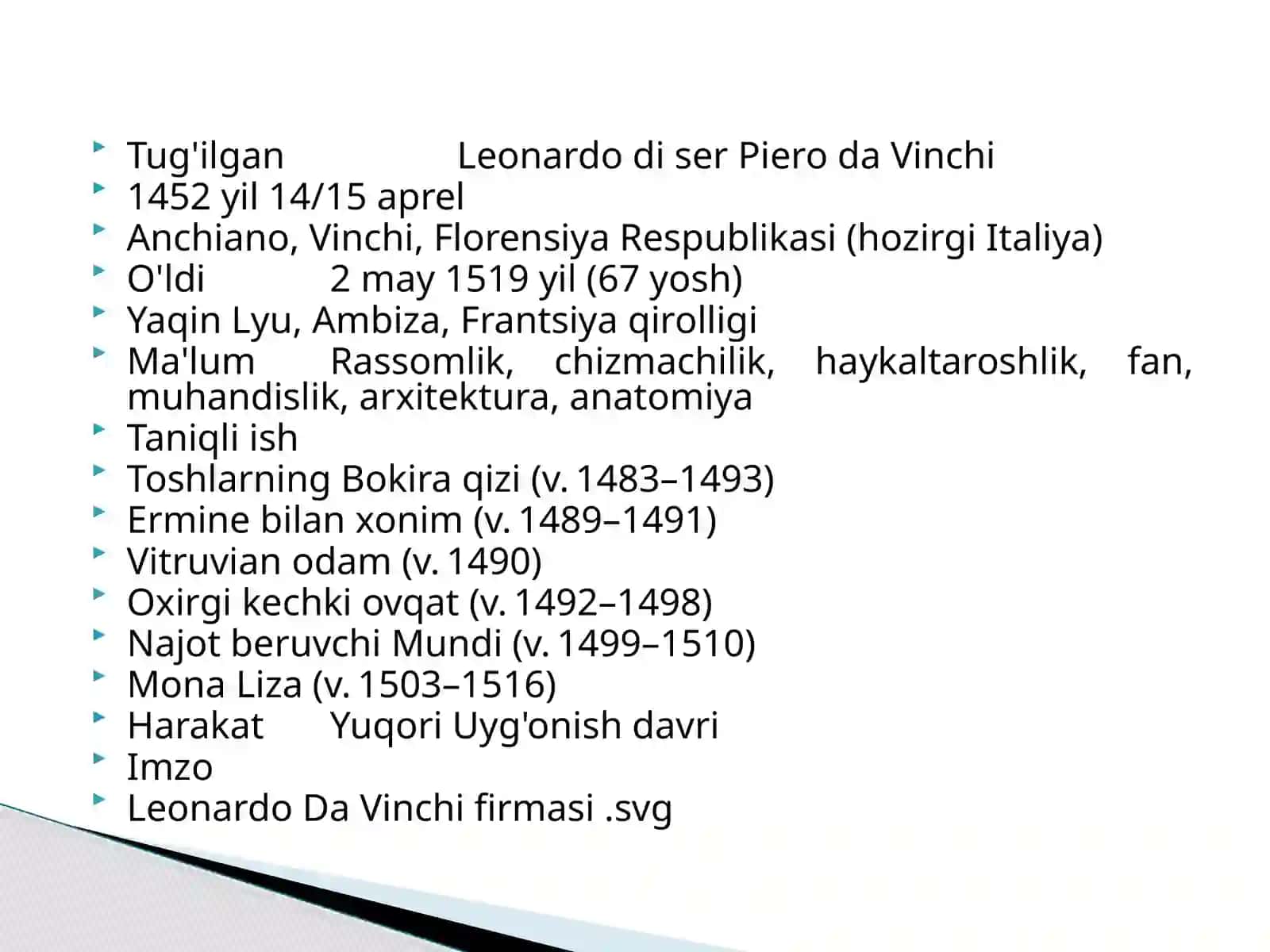 TIBBIYOT TARIXI FANIDAN LEONARDO DAVINCHI XISSASI 4