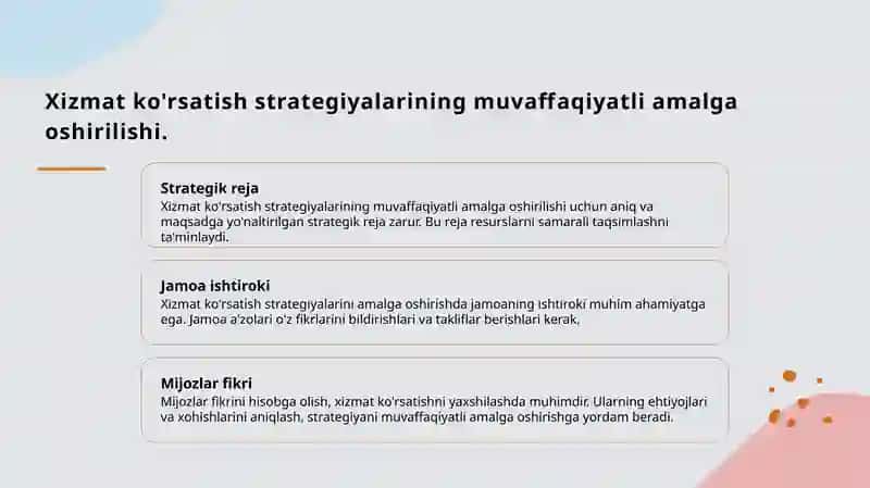 Xizmat ko'rsatish sohasida strategik rejalashtirish 4