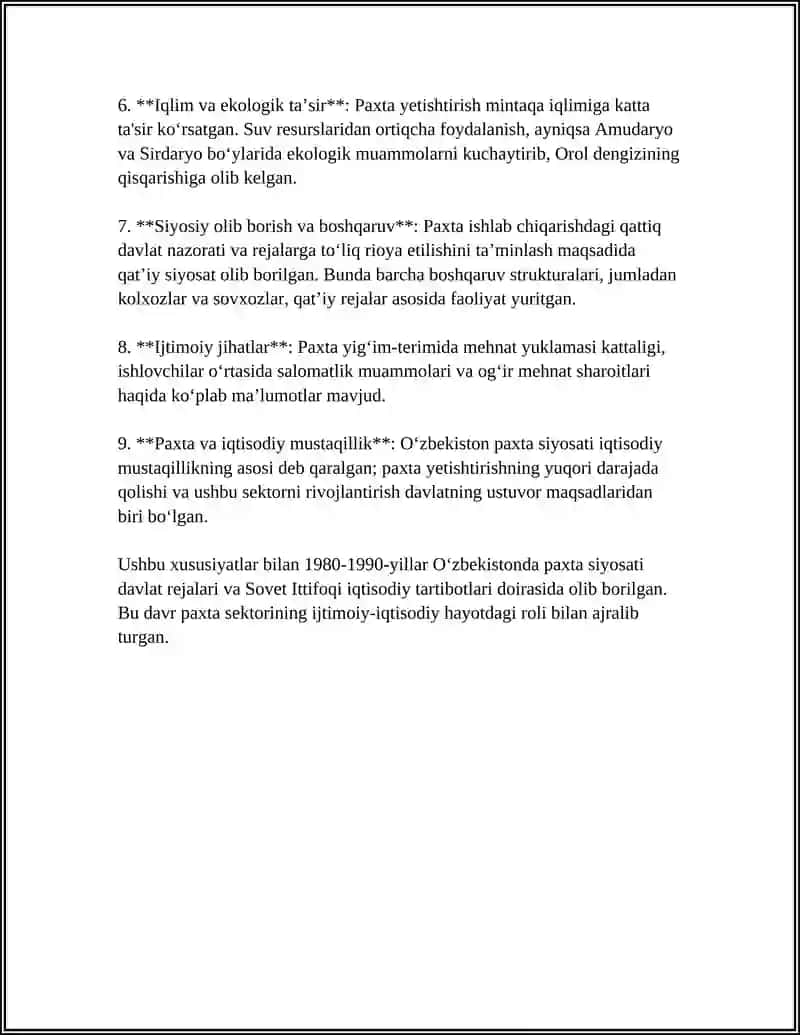 80 90 YILLARDA PAXTA HOKIMIYATI MAVZUSIGA DOIR REFERAT 4