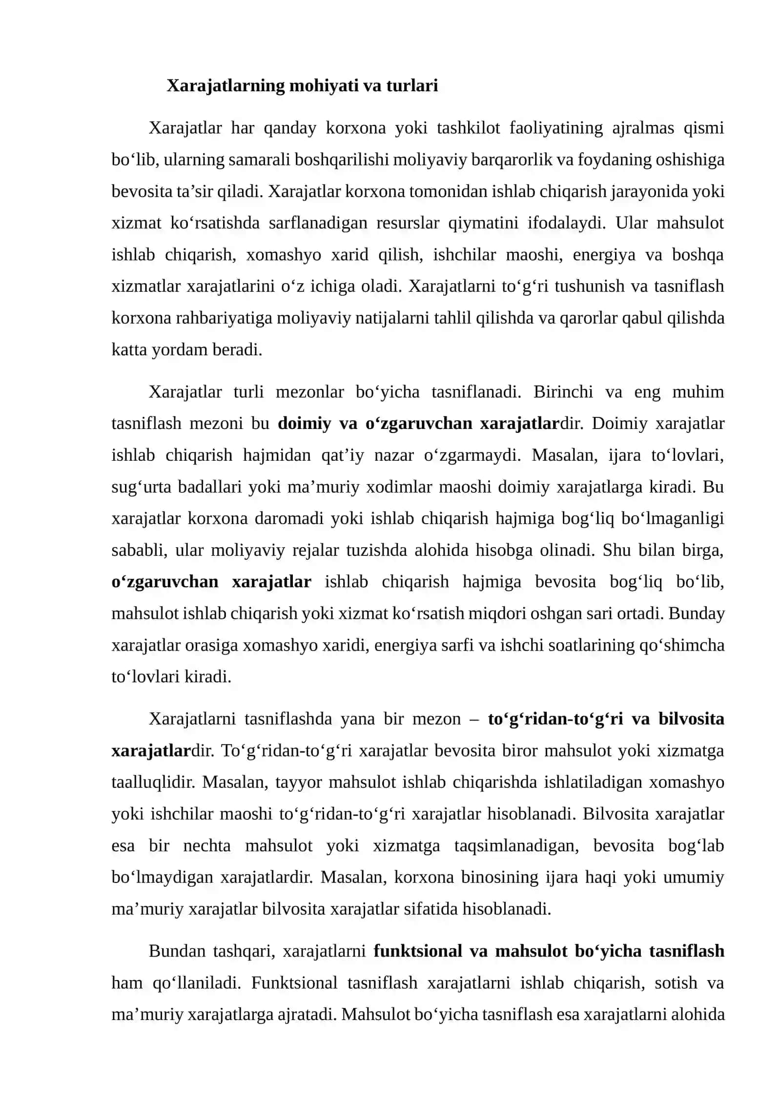 XARAJATLARNI TASNIFLASH VA MOLIYAVIY NATIJALARGA TA’SIRI 4