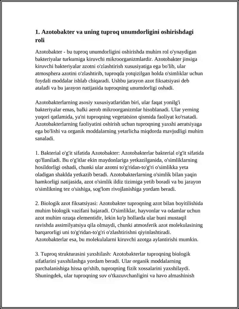 Azotobakter va uning tuproq unumdorligini oshirishdagi roli 4