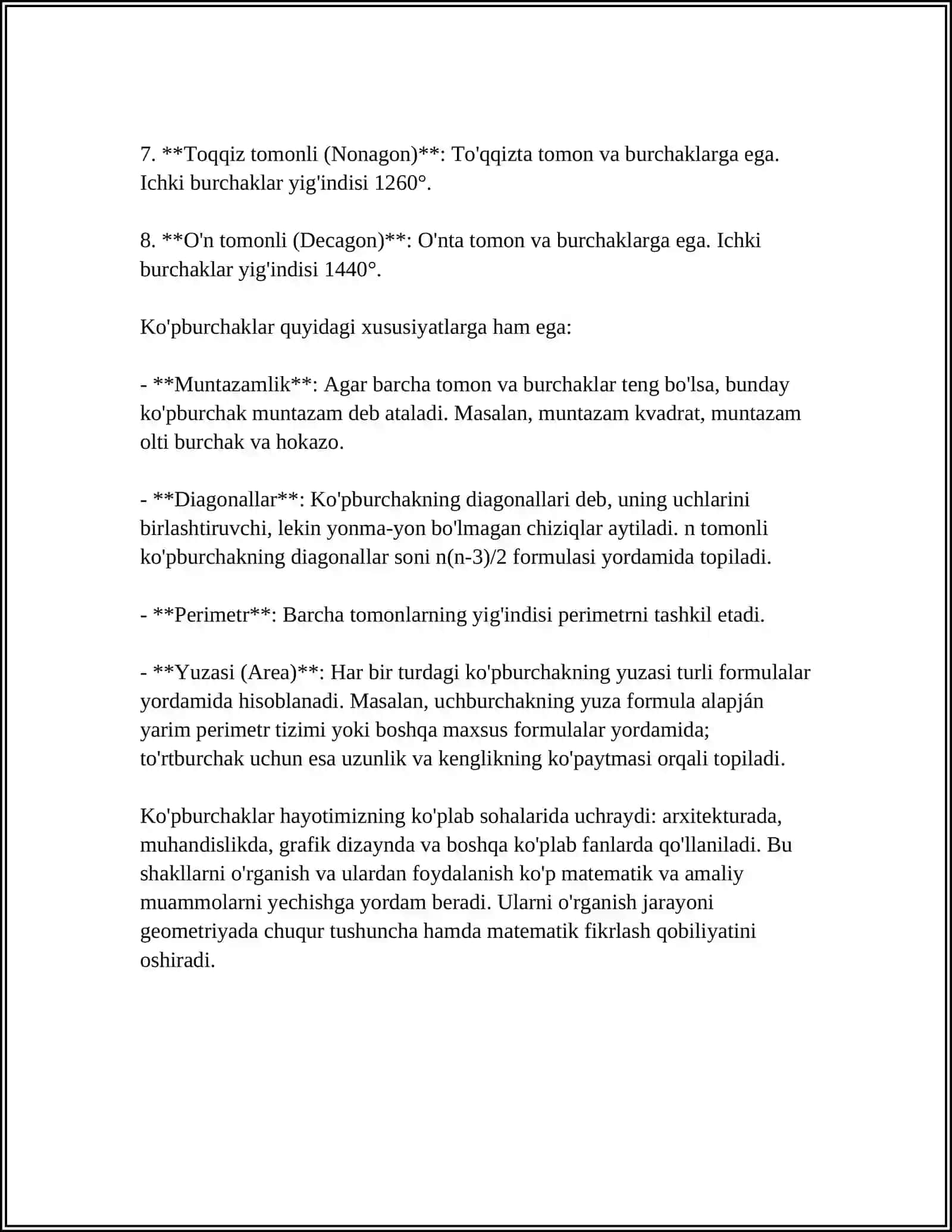 Ko'pburchaklarning Turli 4