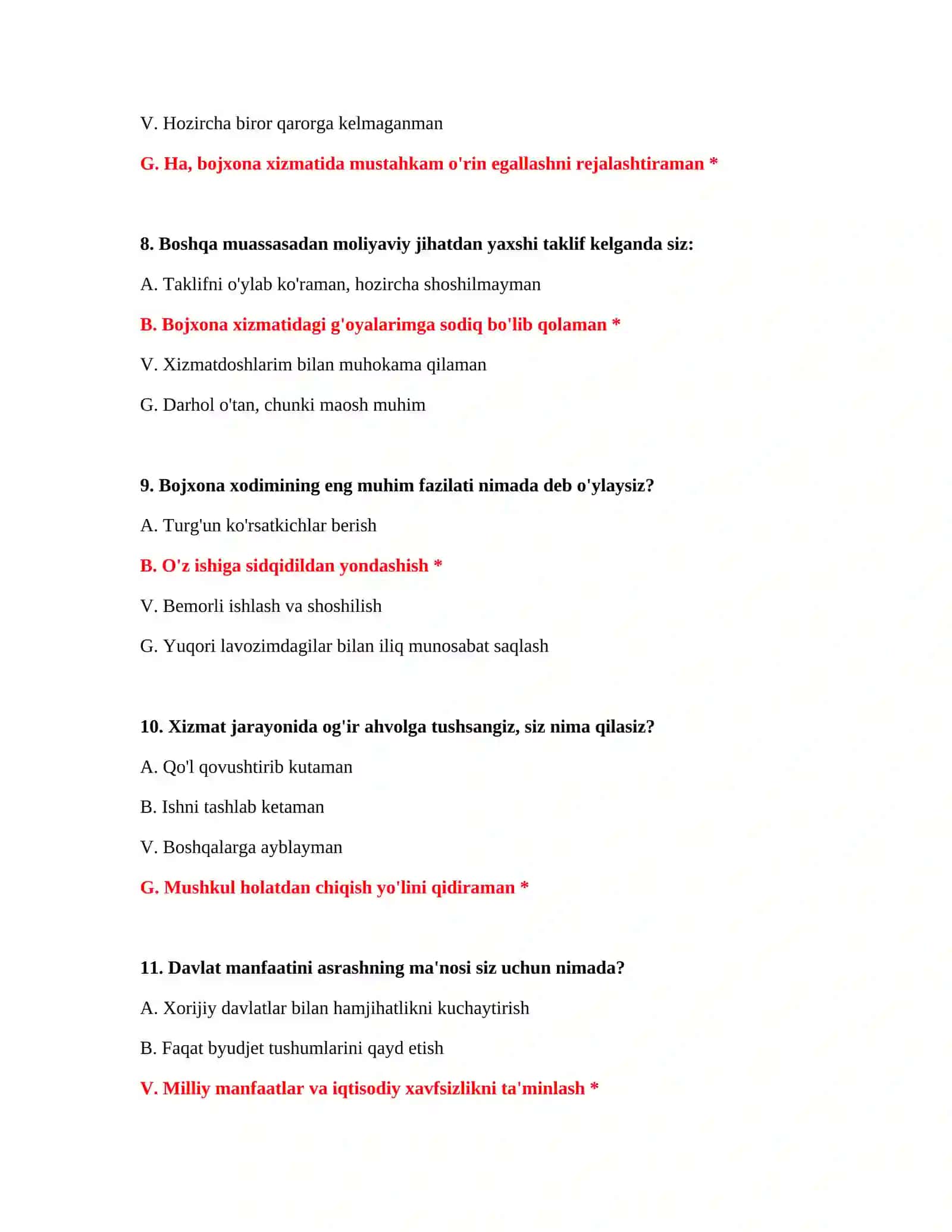 BOJXONA AKADEMIYASI UCHUN IQ TESTLARI 4