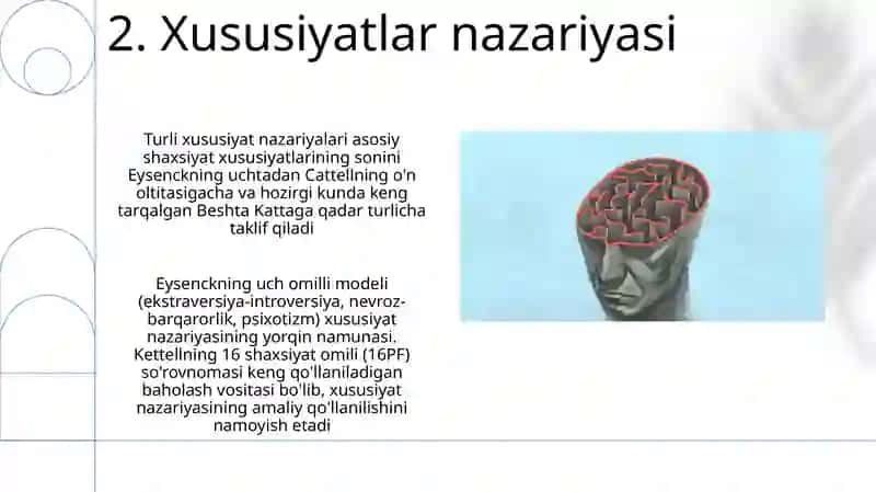 Chet el psixologiyasida shaxs nazariyalari 4