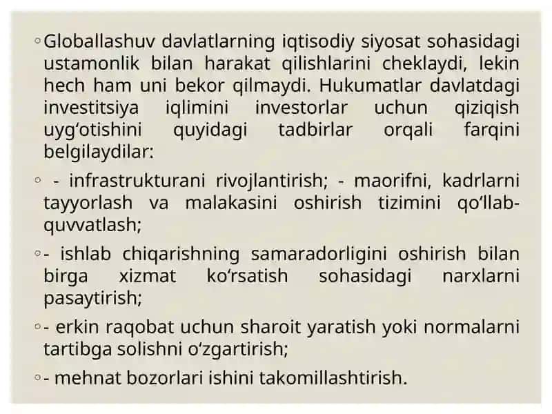 Global iqtisodiy rivojlanish” fanning predmeti va mazmuni 4
