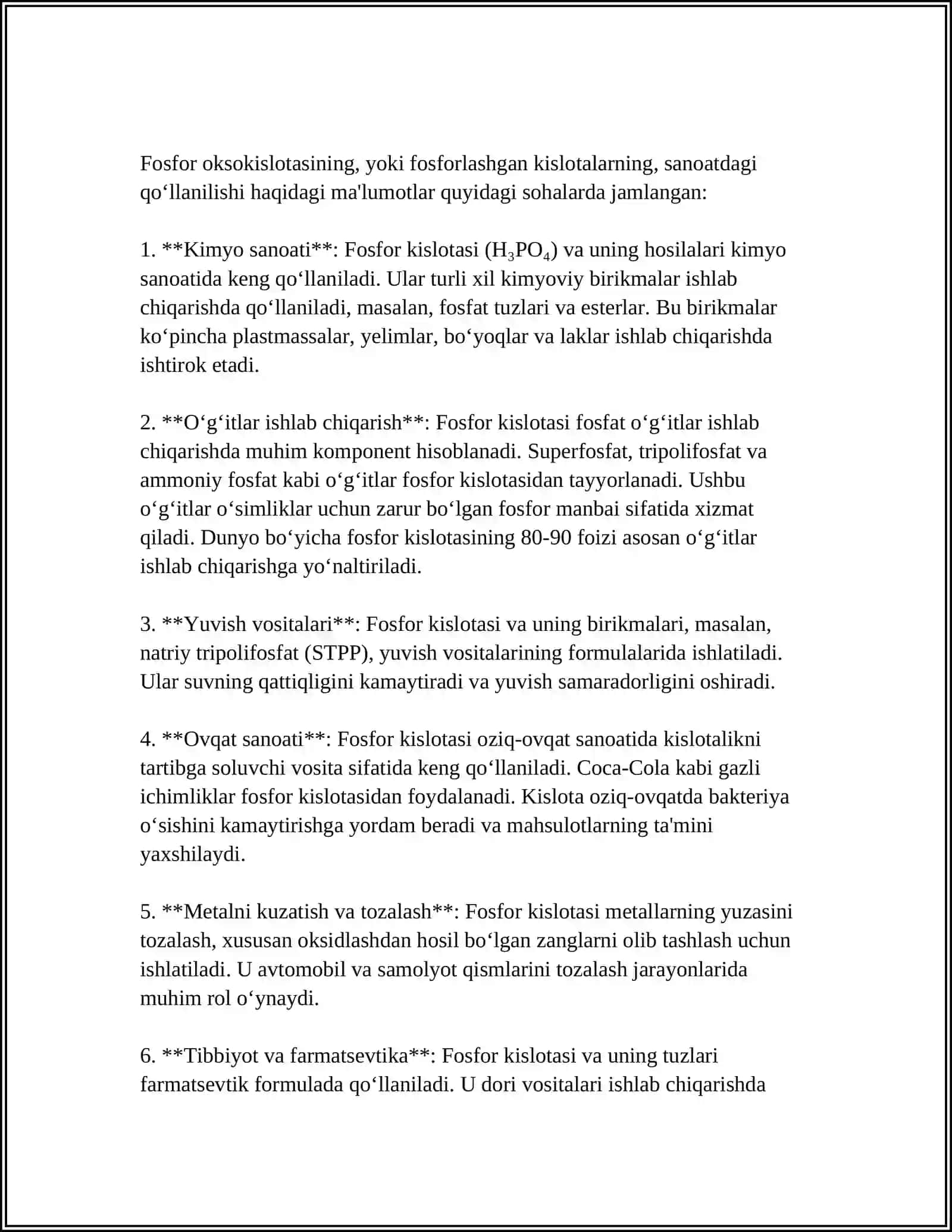 FОSFОRNING ОKSОKISLОTALARI. PAST ОKSIDLANISH DARAJASIDAGI GALОGЕNLI BIRIKMALARI 4