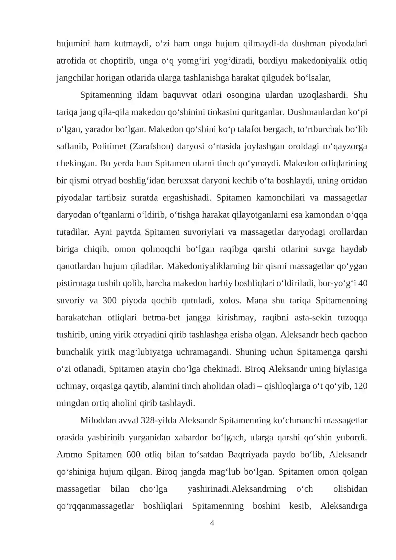 KURS ISHI: "SPITAMEN VA UNING YUNON BOSQINIGA QARSHI KURASHI" 4