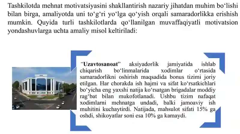 Tashkilot rahbari va xodimlarida mehnat motivatsiyasini shakillantirish 4