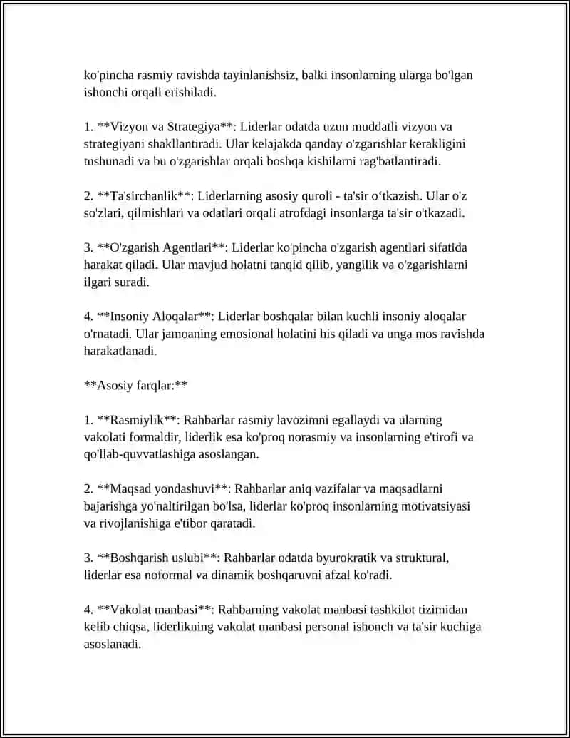 RAHBAR VA LIDER TUSHUNCHALARI ORTASIDAGI MUSHDARAK VA FARQLI JIHATLAR 4