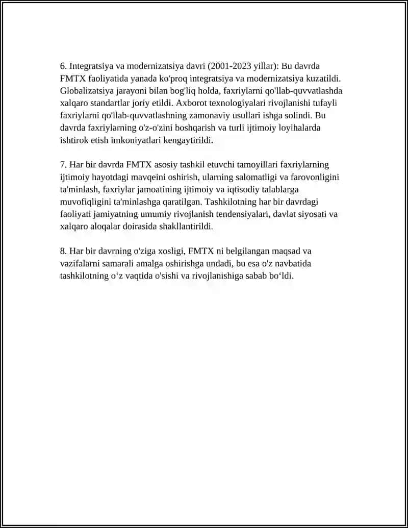 FMTX NING XAR BIR DAVRDA FAOLIYAT XUSUSIYATI, ASOSIY TASHKILIY TAMOYILLARI 4