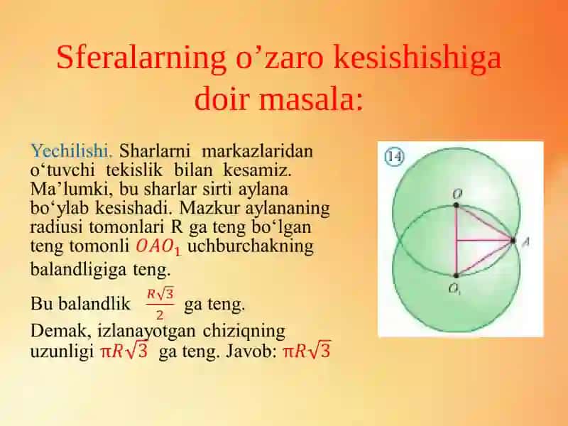 Sferalarning o’zaro kesishishi 4
