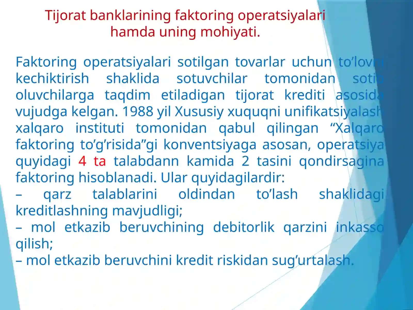 Tijorat Banklari Faktoring Operatsiyalari 4